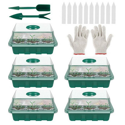 3 vnt / 5 vnt 12 ląstelių sėklų dėklas Grow Box sodinukų daiginimo rinkiniai viso dydžio įdėklai Augalų pradedančiųjų auginimo rinkinio sėklų dėklas
