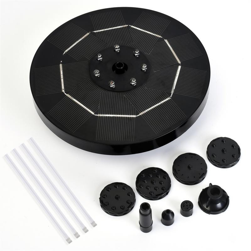 Saulės vandens fontanai spalvoti LED su 6 purkštukais saulės energija varomas fontano siurblys, skirtas sodo paukščių maudymosi tvenkinio baseino žuvų rezervuarui lauke