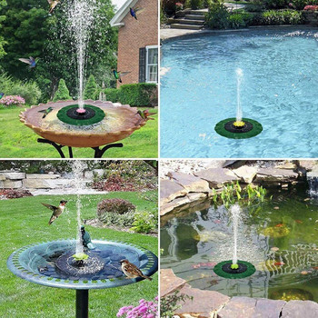 Слънчев фонтан, 1,4 W водна помпа за слънчев фонтан, 5 дюзи кръгла градинска водна помпа за езерце, фонтан, баня за птици