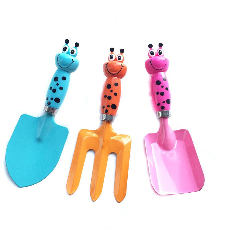 Záhradné náradie, štvordielny detský kreslený plážový pieskový kopací nástroj, multifunkčná lopata, hrable, rýľ, lopata na rastliny a kvety