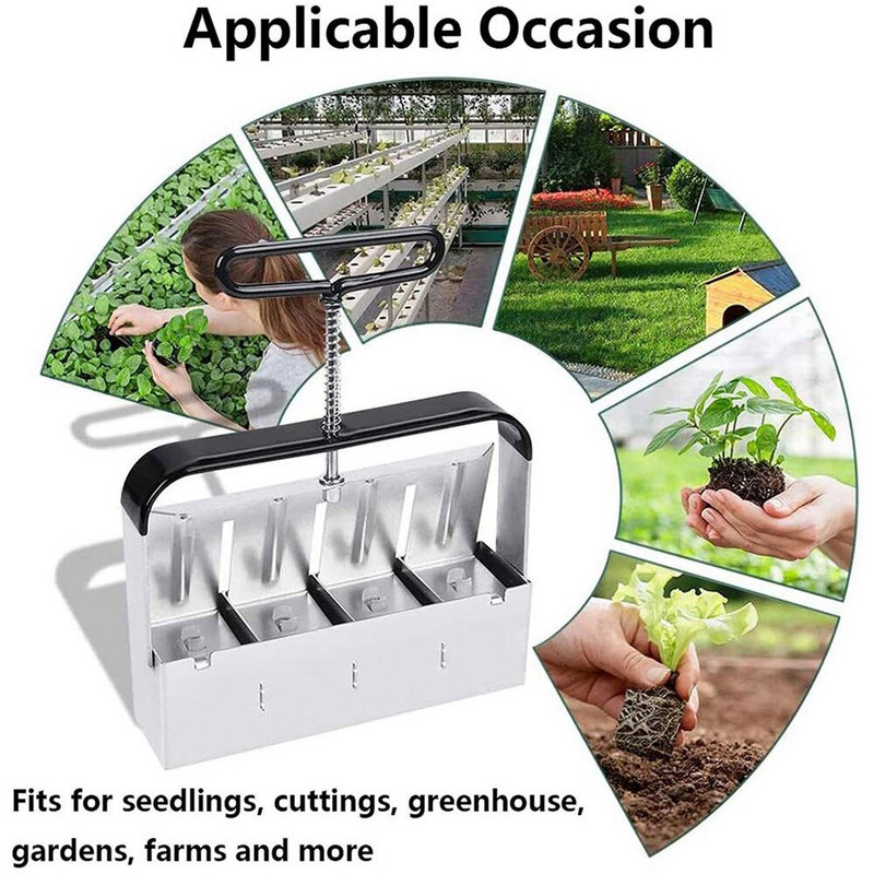 Rankinis dirvožemio blokatorius, 2 colių sodinimo dirvožemio blokų formuotojas, skirtas sodo cinkuoto plieno dirvožemio blokui. Padarykite daugkartinio naudojimo sėklų skleistuvus