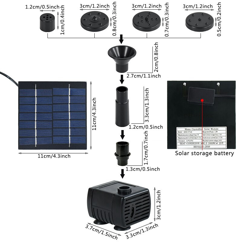 Solárna fontána Záhradný vodopád Fontána Bazén Jazierko Vtáčia vanička Solárny panel Fontána Vodné čerpadlo Vonkajšia dekorácia