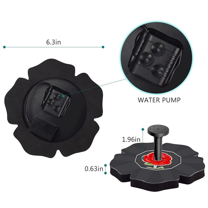 Saulės fontano siurblys 7V Saulės energija maitinamas vandens fontanas Saulės energijos paukščių vonios plaukiojantis fontanas sodo tvenkiniams žuvų rezervuaras lauke