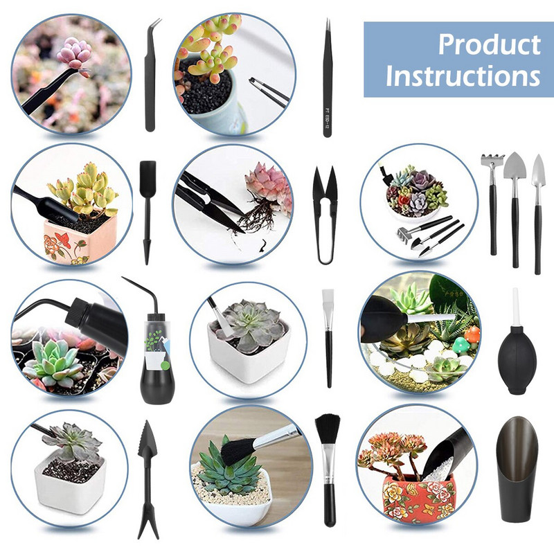 Sada záhradného náradia, sada záhradných kvetináčov, plastový multifunkčný ručný nástroj na pestovanie rastlín s ergonomickou rukoväťou pre balkón a nádvorie, kvetináč...