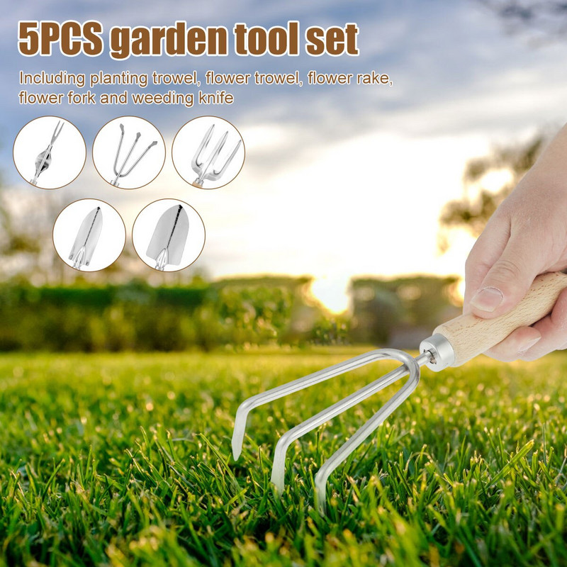 5-dielna sada záhradného náradia, ručná lopatka, sada záhradného náradia na bonsaje, mini sada náradia na presádzanie pre záhradné sukulentné bonsaje, malé rastliny