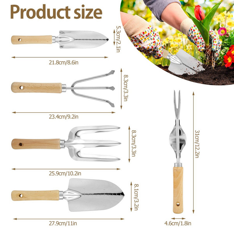 5-dielna sada záhradného náradia, ručná lopatka, sada záhradného náradia na bonsaje, mini sada náradia na presádzanie pre záhradné sukulentné bonsaje, malé rastliny