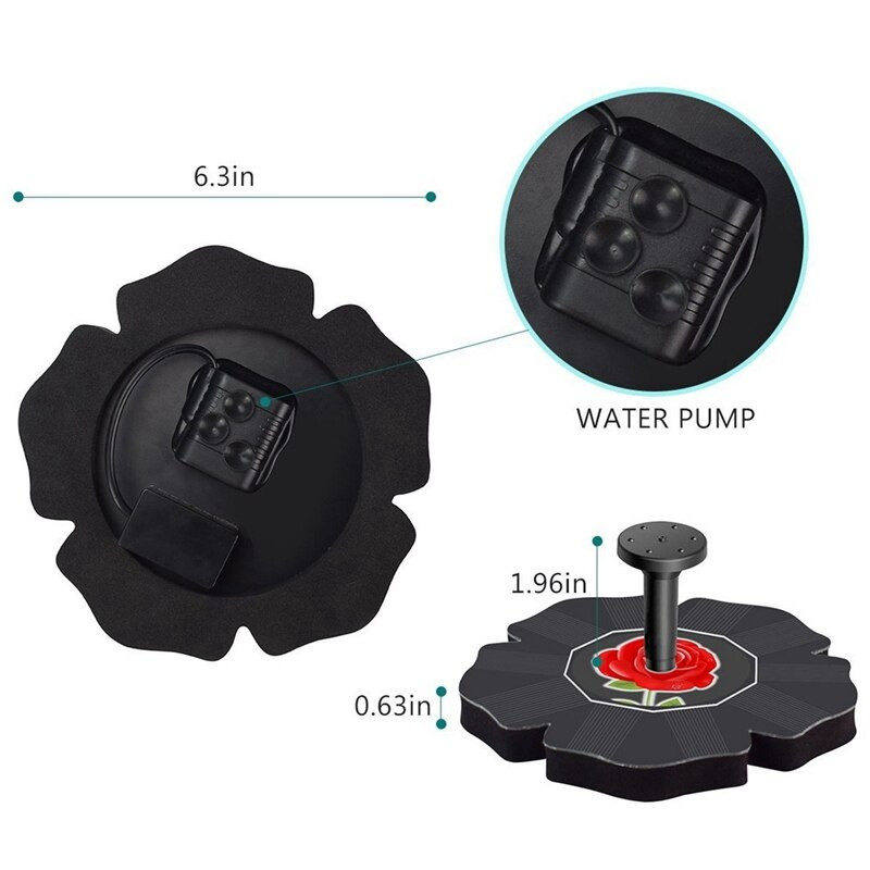 Solárna fontána s čerpadlom 7V, solárna vodná fontána, solárna vtáčia miska, plávajúca fontána pre záhradné jazierka, vonkajšie akvárium.