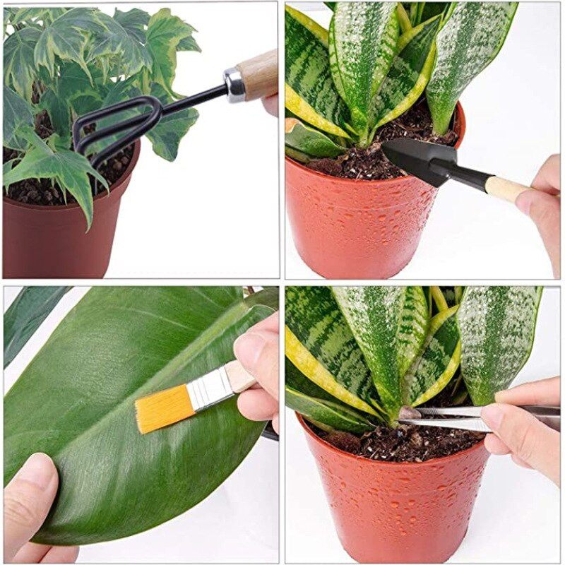 10 ks/sada záhradného náradia s drevenou rukoväťou z nehrdzavejúcej ocele, kvetináče, lopata, hrable, rýľ na kvety, vŕtanie, hnojenie