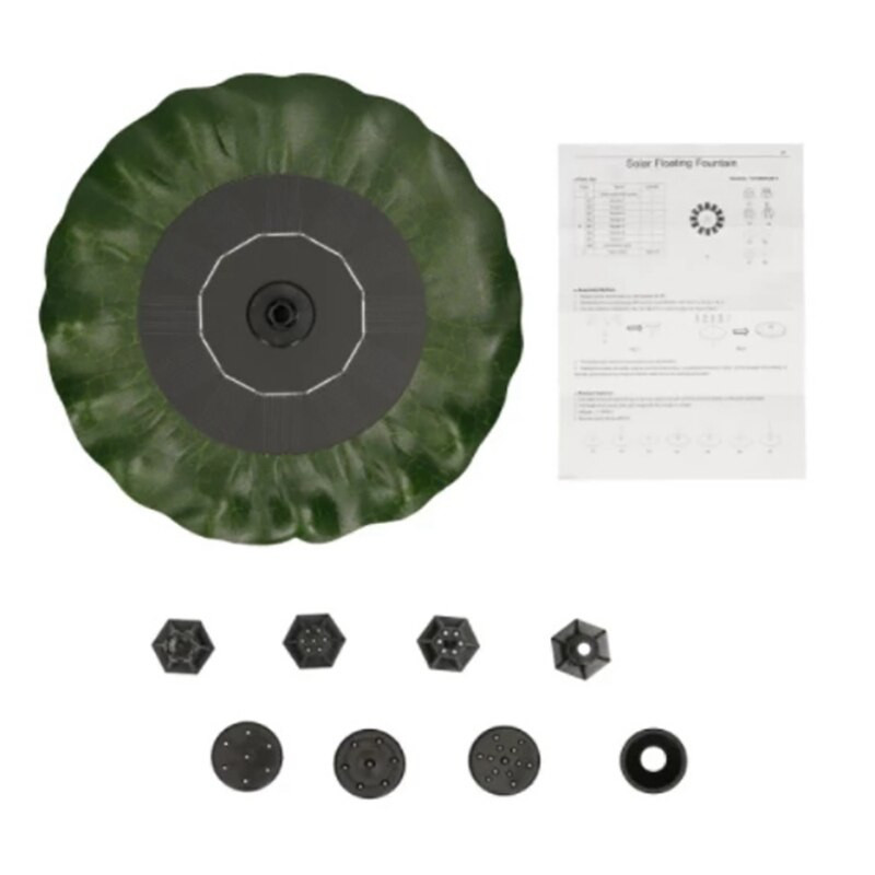 Saulės fontano siurblys Lotus Leaf Wrap 6V 1,2 saulės fontanas su 8 purkštukais maitinamas vandens fontano siurblys, skirtas tvenkinio žuvų rezervuarui