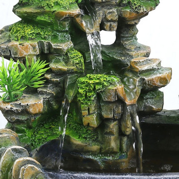 Творческа симулация на закрито от смола Алпинеум Водопад Статуя Фън Шуй Воден фонтан Домашна градина Занаяти-US Plug