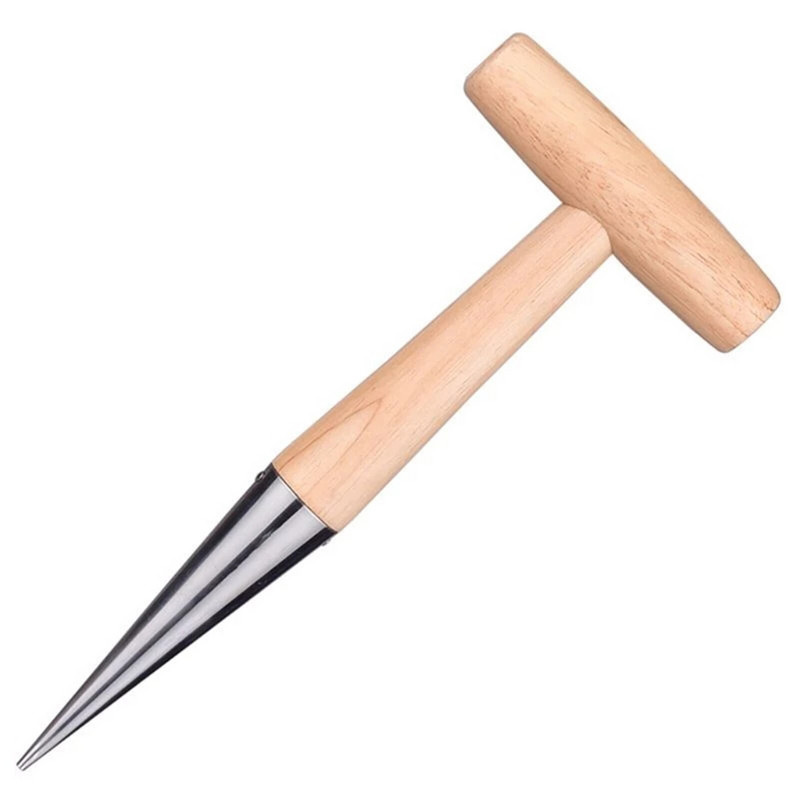 Záhradný dierovač s drevenou rukoväťou, praktický dierovač, záhradný nástroj na semienka, presádzanie rastlín GRSA889