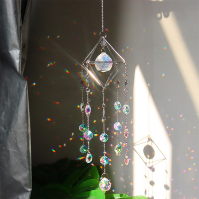 Нов голям кристал Wind Chime Призма Sun Catchers Windbell Ръчно изработен висящ орнамент Скандинавска декорация на домашна стая Ловец на сънища