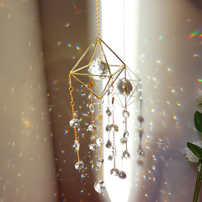 Нов голям кристал Wind Chime Призма Sun Catchers Windbell Ръчно изработен висящ орнамент Скандинавска декорация на домашна стая Ловец на сънища