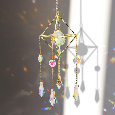 Нов голям кристал Wind Chime Призма Sun Catchers Windbell Ръчно изработен висящ орнамент Скандинавска декорация на домашна стая Ловец на сънища