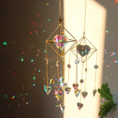 Нов голям кристал Wind Chime Призма Sun Catchers Windbell Ръчно изработен висящ орнамент Скандинавска декорация на домашна стая Ловец на сънища