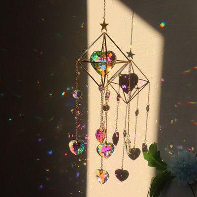 Нов голям кристал Wind Chime Призма Sun Catchers Windbell Ръчно изработен висящ орнамент Скандинавска декорация на домашна стая Ловец на сънища