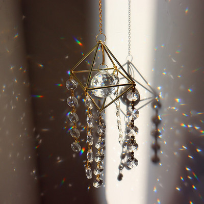 Нов голям кристал Wind Chime Призма Sun Catchers Windbell Ръчно изработен висящ орнамент Скандинавска декорация на домашна стая Ловец на сънища