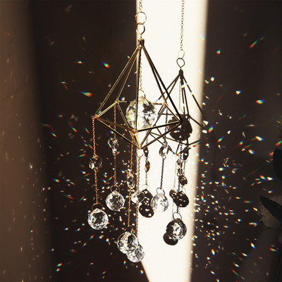 Нов голям кристал Wind Chime Призма Sun Catchers Windbell Ръчно изработен висящ орнамент Скандинавска декорация на домашна стая Ловец на сънища