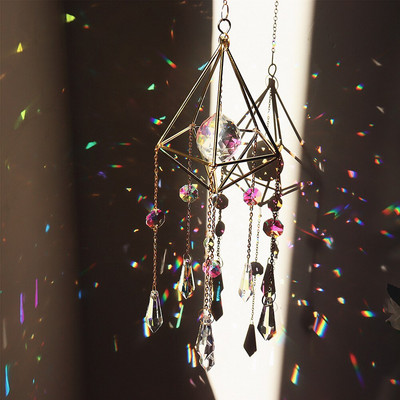 Нов голям кристал Wind Chime Призма Sun Catchers Windbell Ръчно изработен висящ орнамент Скандинавска декорация на домашна стая Ловец на сънища