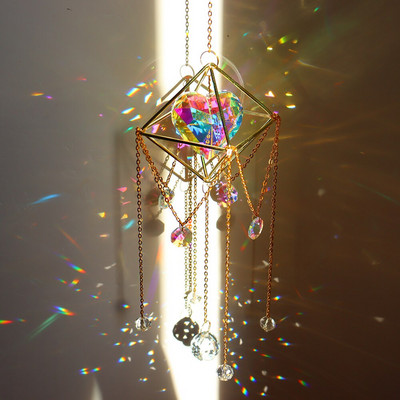 Нов голям кристал Wind Chime Призма Sun Catchers Windbell Ръчно изработен висящ орнамент Скандинавска декорация на домашна стая Ловец на сънища