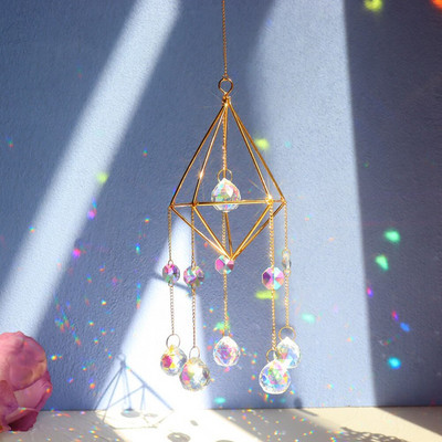 Нов голям кристал Wind Chime Призма Sun Catchers Windbell Ръчно изработен висящ орнамент Скандинавска декорация на домашна стая Ловец на сънища