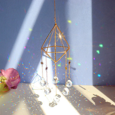 Нов голям кристал Wind Chime Призма Sun Catchers Windbell Ръчно изработен висящ орнамент Скандинавска декорация на домашна стая Ловец на сънища