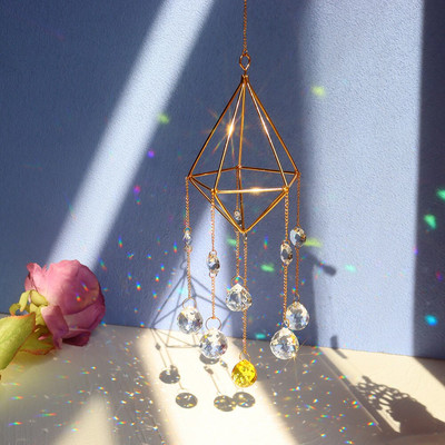 Нов голям кристал Wind Chime Призма Sun Catchers Windbell Ръчно изработен висящ орнамент Скандинавска декорация на домашна стая Ловец на сънища