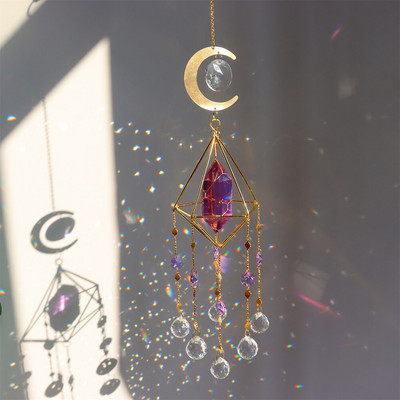 Нов голям кристал Wind Chime Призма Sun Catchers Windbell Ръчно изработен висящ орнамент Скандинавска декорация на домашна стая Ловец на сънища