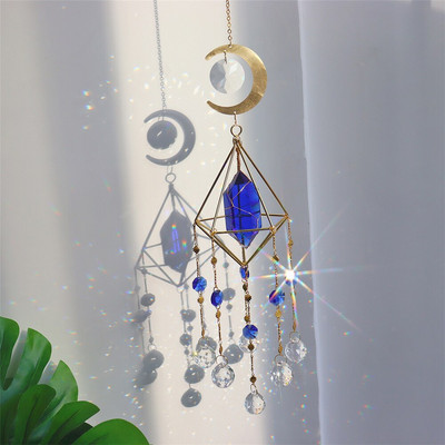 Нов голям кристал Wind Chime Призма Sun Catchers Windbell Ръчно изработен висящ орнамент Скандинавска декорация на домашна стая Ловец на сънища
