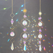 Crystal Suncatcher Window Wind Chimes Висящи цветни Rainbow Prism Shiny Chakra Light Catcher Indoor Outdoor Home Decoration