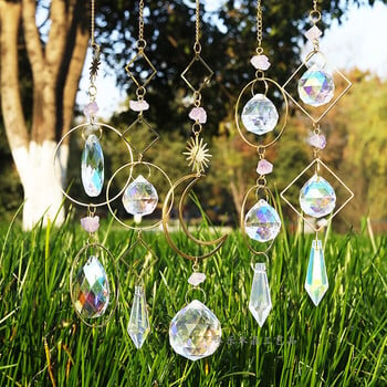 Crystal Suncatcher Window Wind Chimes Висящи цветни Rainbow Prism Shiny Chakra Light Catcher Indoor Outdoor Home Decoration