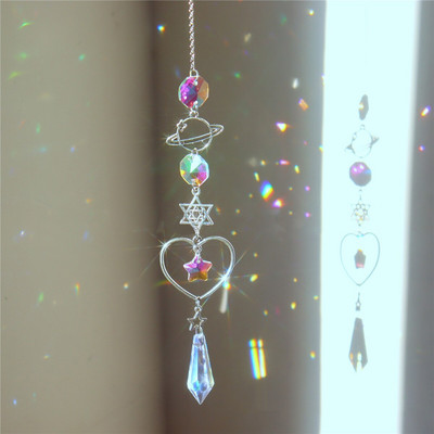 Crystal Suncatcher Window Wind Chimes Висящи цветни Rainbow Prism Shiny Chakra Light Catcher Indoor Outdoor Home Decoration