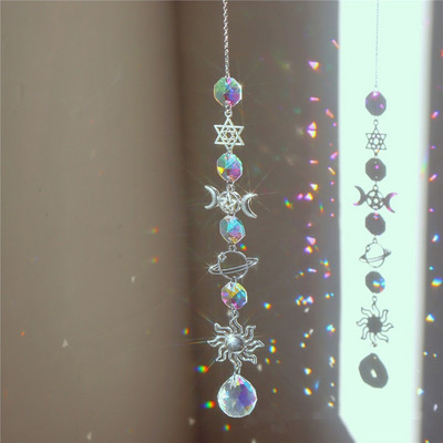 Crystal Suncatcher Window Wind Chimes Висящи цветни Rainbow Prism Shiny Chakra Light Catcher Indoor Outdoor Home Decoration