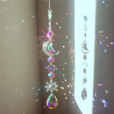Crystal Suncatcher Window Wind Chimes Висящи цветни Rainbow Prism Shiny Chakra Light Catcher Indoor Outdoor Home Decoration