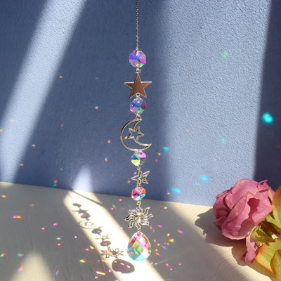 Crystal Suncatcher Window Wind Chimes Висящи цветни Rainbow Prism Shiny Chakra Light Catcher Indoor Outdoor Home Decoration