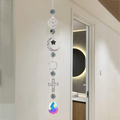 Crystal Suncatcher Window Wind Chimes Висящи цветни Rainbow Prism Shiny Chakra Light Catcher Indoor Outdoor Home Decoration