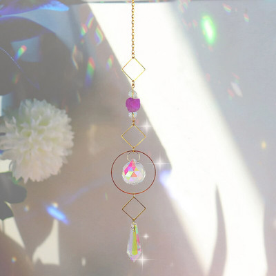 Crystal Suncatcher Window Wind Chimes Висящи цветни Rainbow Prism Shiny Chakra Light Catcher Indoor Outdoor Home Decoration
