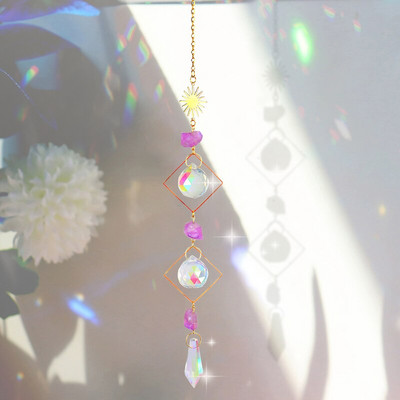 Crystal Suncatcher Window Wind Chimes Висящи цветни Rainbow Prism Shiny Chakra Light Catcher Indoor Outdoor Home Decoration