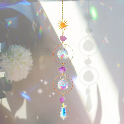 Crystal Suncatcher Window Wind Chimes Висящи цветни Rainbow Prism Shiny Chakra Light Catcher Indoor Outdoor Home Decoration