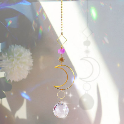 Crystal Suncatcher Window Wind Chimes Висящи цветни Rainbow Prism Shiny Chakra Light Catcher Indoor Outdoor Home Decoration
