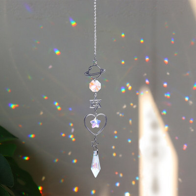 Crystal Suncatcher Window Wind Chimes Висящи цветни Rainbow Prism Shiny Chakra Light Catcher Indoor Outdoor Home Decoration