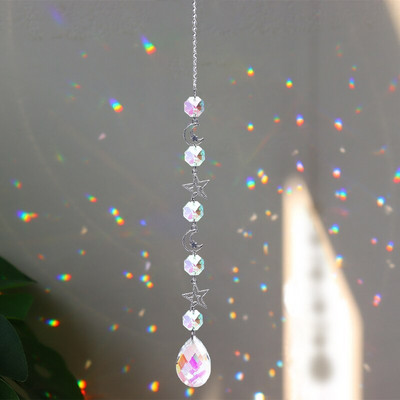 Crystal Suncatcher Window Wind Chimes Висящи цветни Rainbow Prism Shiny Chakra Light Catcher Indoor Outdoor Home Decoration