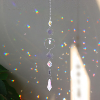 Crystal Suncatcher Window Wind Chimes Висящи цветни Rainbow Prism Shiny Chakra Light Catcher Indoor Outdoor Home Decoration