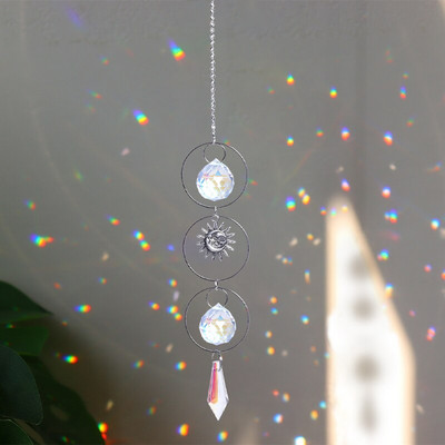Crystal Suncatcher Window Wind Chimes Висящи цветни Rainbow Prism Shiny Chakra Light Catcher Indoor Outdoor Home Decoration