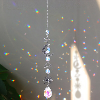 Crystal Suncatcher Window Wind Chimes Висящи цветни Rainbow Prism Shiny Chakra Light Catcher Indoor Outdoor Home Decoration