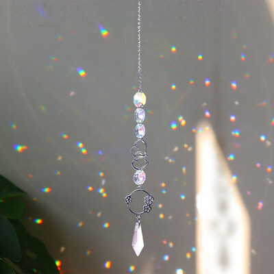 Crystal Suncatcher Window Wind Chimes Висящи цветни Rainbow Prism Shiny Chakra Light Catcher Indoor Outdoor Home Decoration
