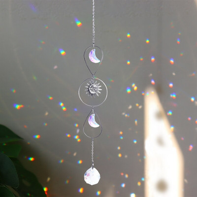 Crystal Suncatcher Window Wind Chimes Висящи цветни Rainbow Prism Shiny Chakra Light Catcher Indoor Outdoor Home Decoration