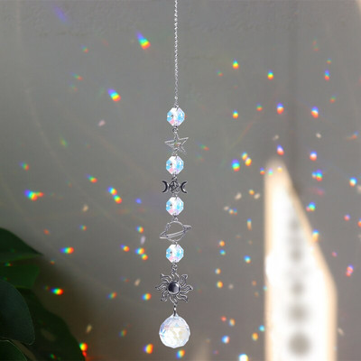 Crystal Suncatcher Window Wind Chimes Висящи цветни Rainbow Prism Shiny Chakra Light Catcher Indoor Outdoor Home Decoration