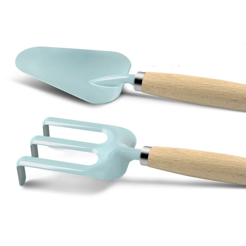 Mentele sodinimo įrankiai Kultivatorius Rankinis grėblys Kastuvų komplektas Mini patvarūs skleidikliai Antikoroziniai Ergonomika Mediena 4 vnt. Lengva valyti