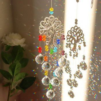 Crystal Wind Chime Star Moon Sun Catchers Windchimes Покрити с цветни мъниста Висяща капка за декорация на градина на открито и закрито